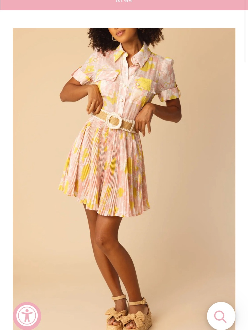Zimmermann Pop Pleated Mini Dress Pink Yellow Floral NWT Size 0 US 4